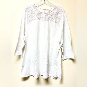 Lane Bryant White Lace Detail Blouse